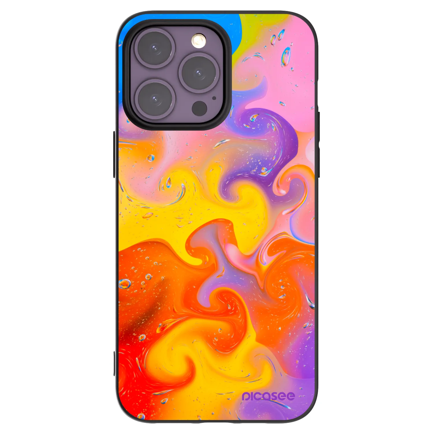 Picasee husă neagră din silicon pentru Apple iPhone 14 Pro Max - Bubbles