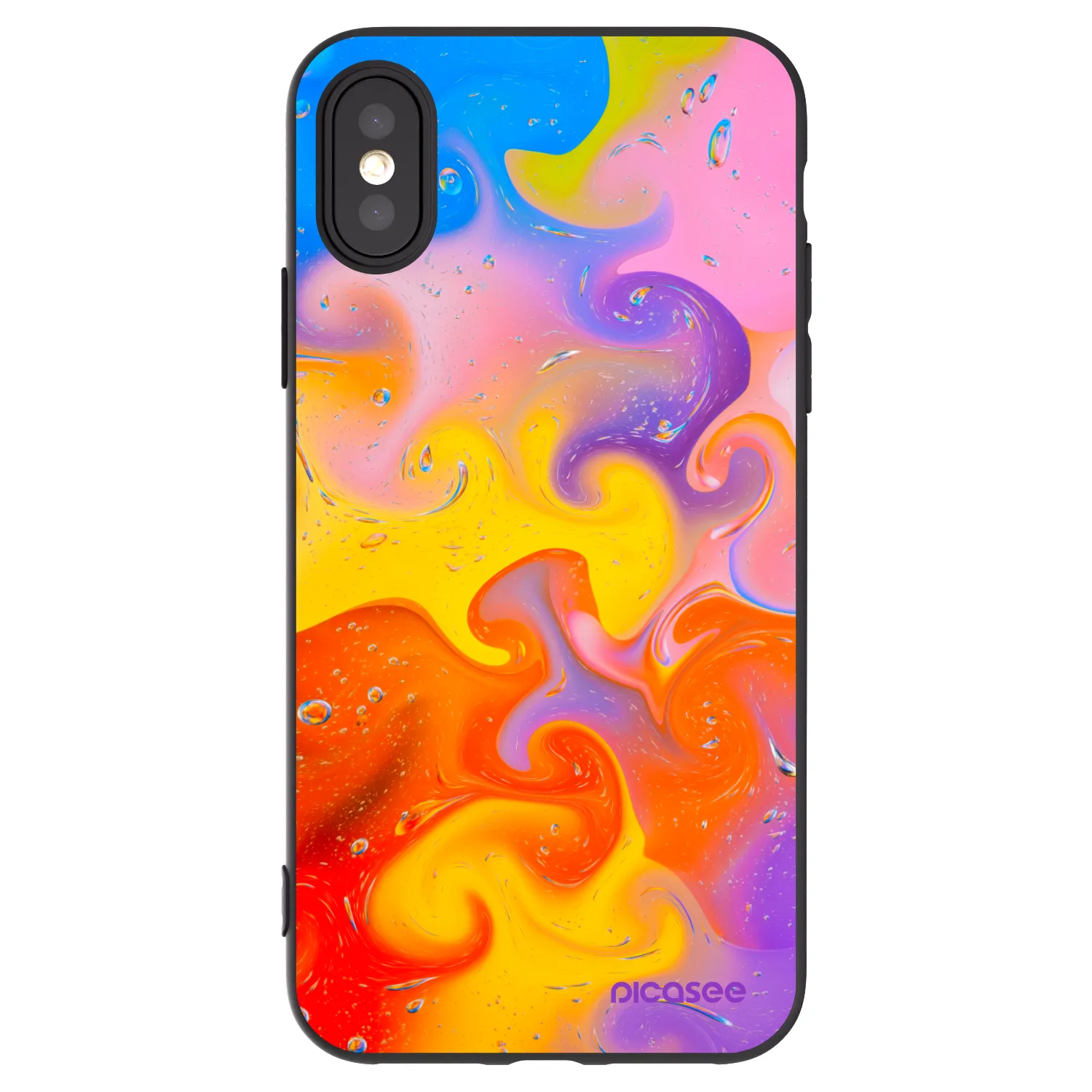 Picasee husă neagră din silicon pentru Apple iPhone X/XS - Bubbles