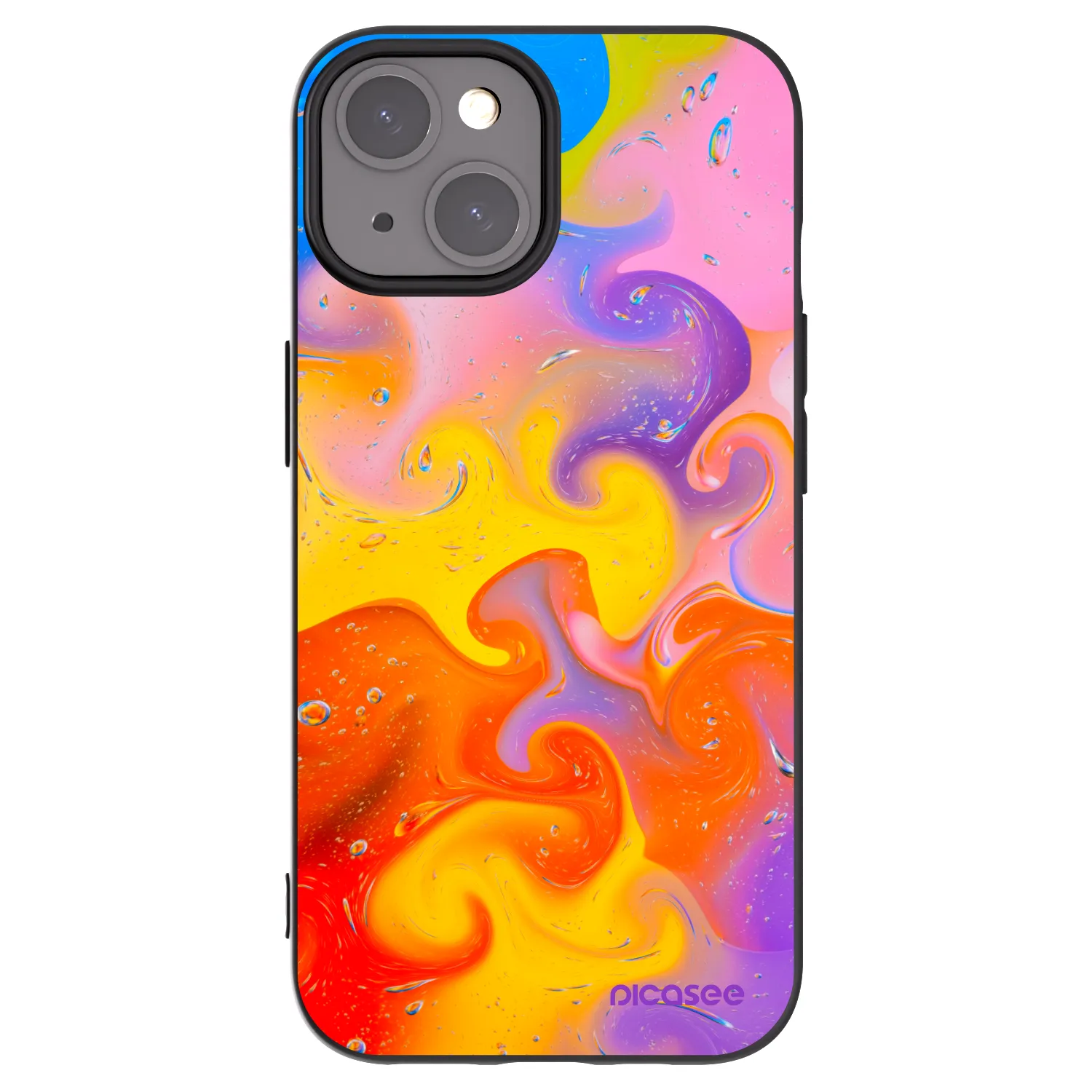Picasee husă neagră din silicon pentru Apple iPhone 15 - Bubbles