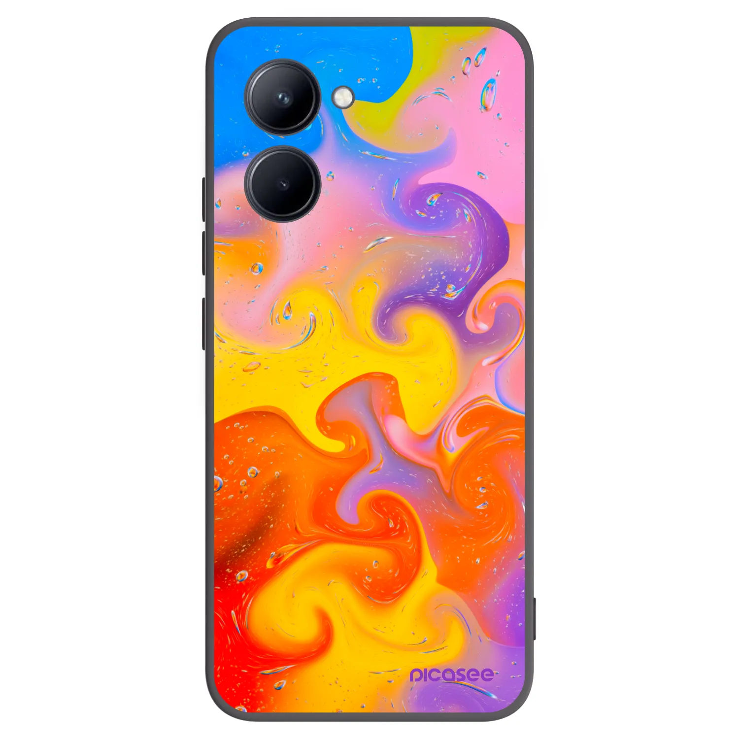 Picasee husă neagră din silicon pentru Realme C33 (2023) - Bubbles