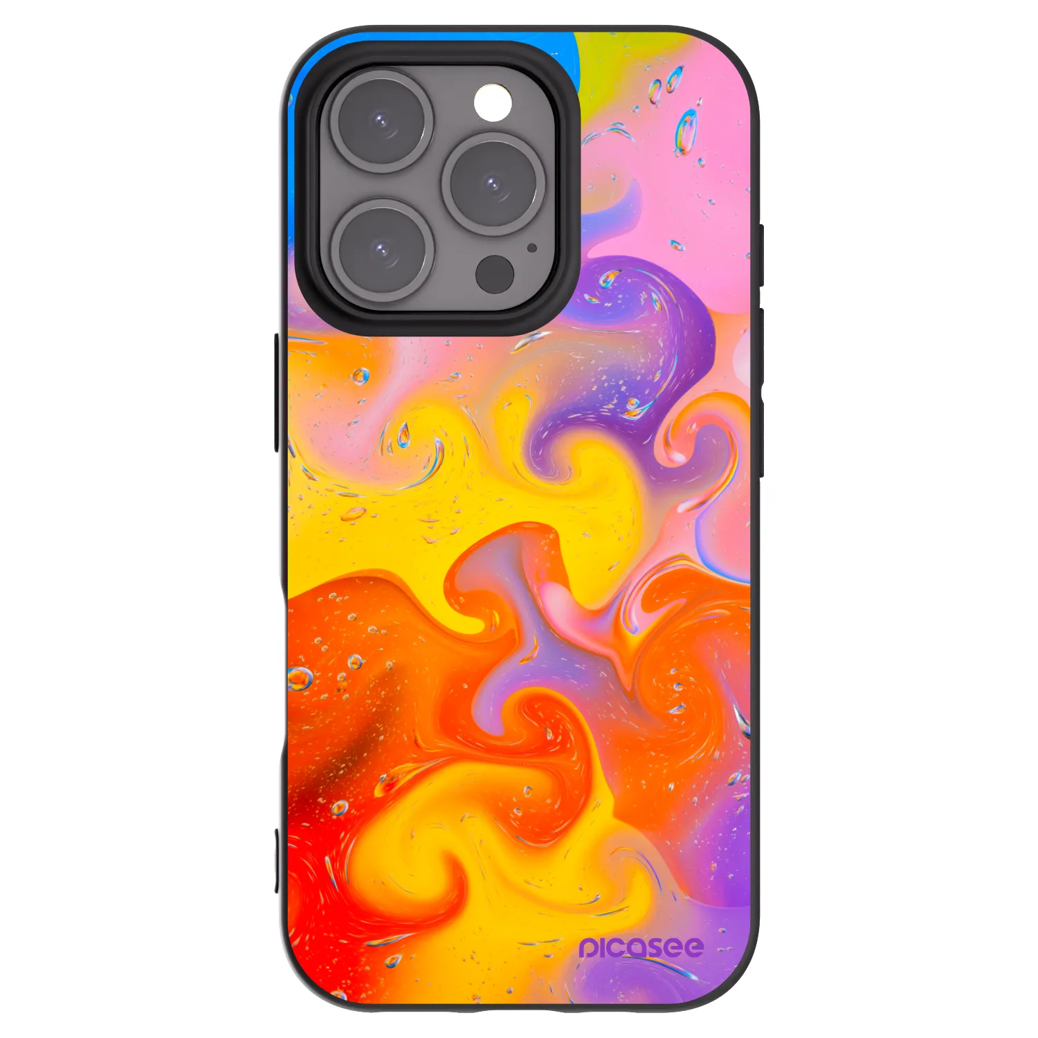 Picasee husă neagră din silicon pentru Apple iPhone 16 Pro - Bubbles