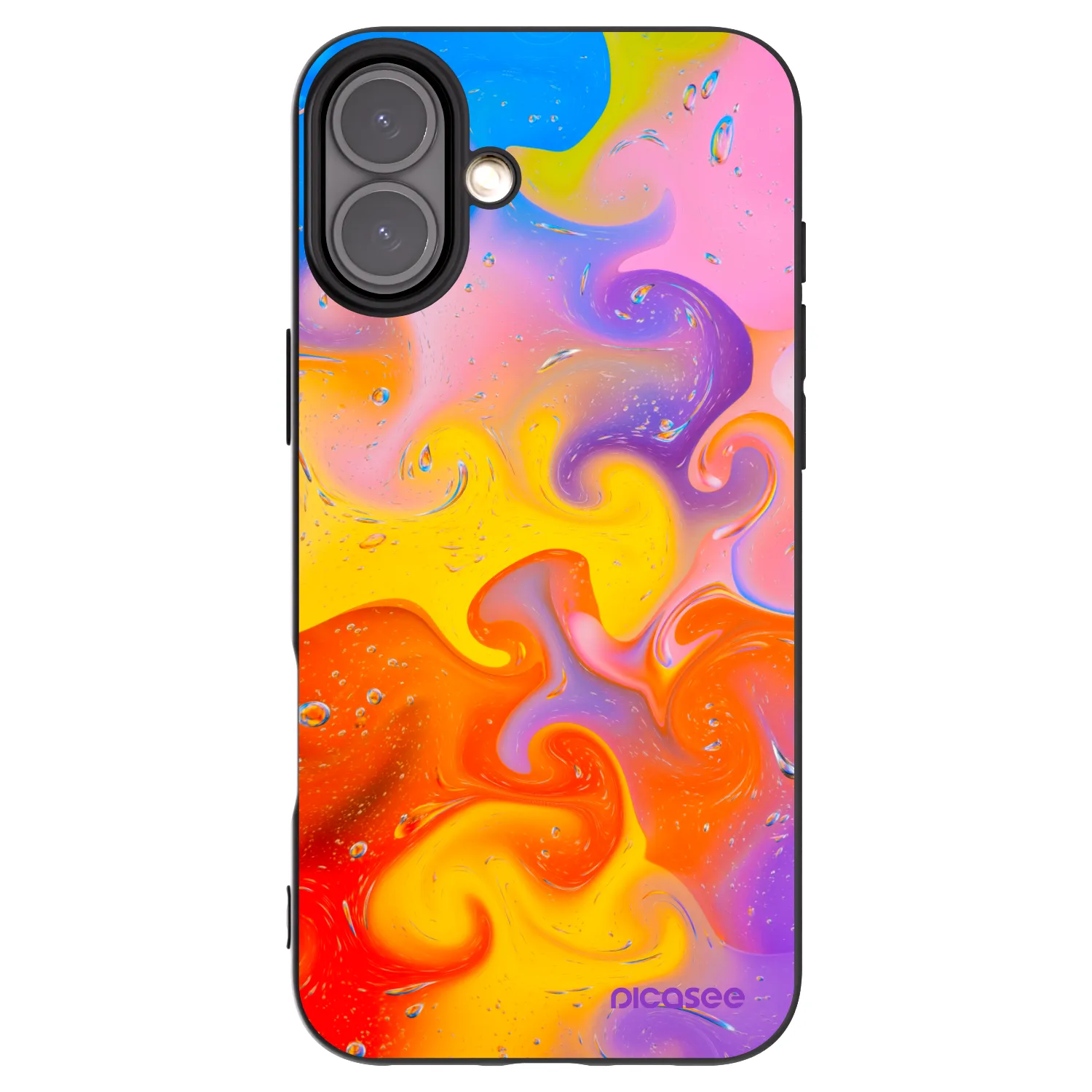 Picasee husă neagră din silicon pentru Apple iPhone 16 Plus - Bubbles