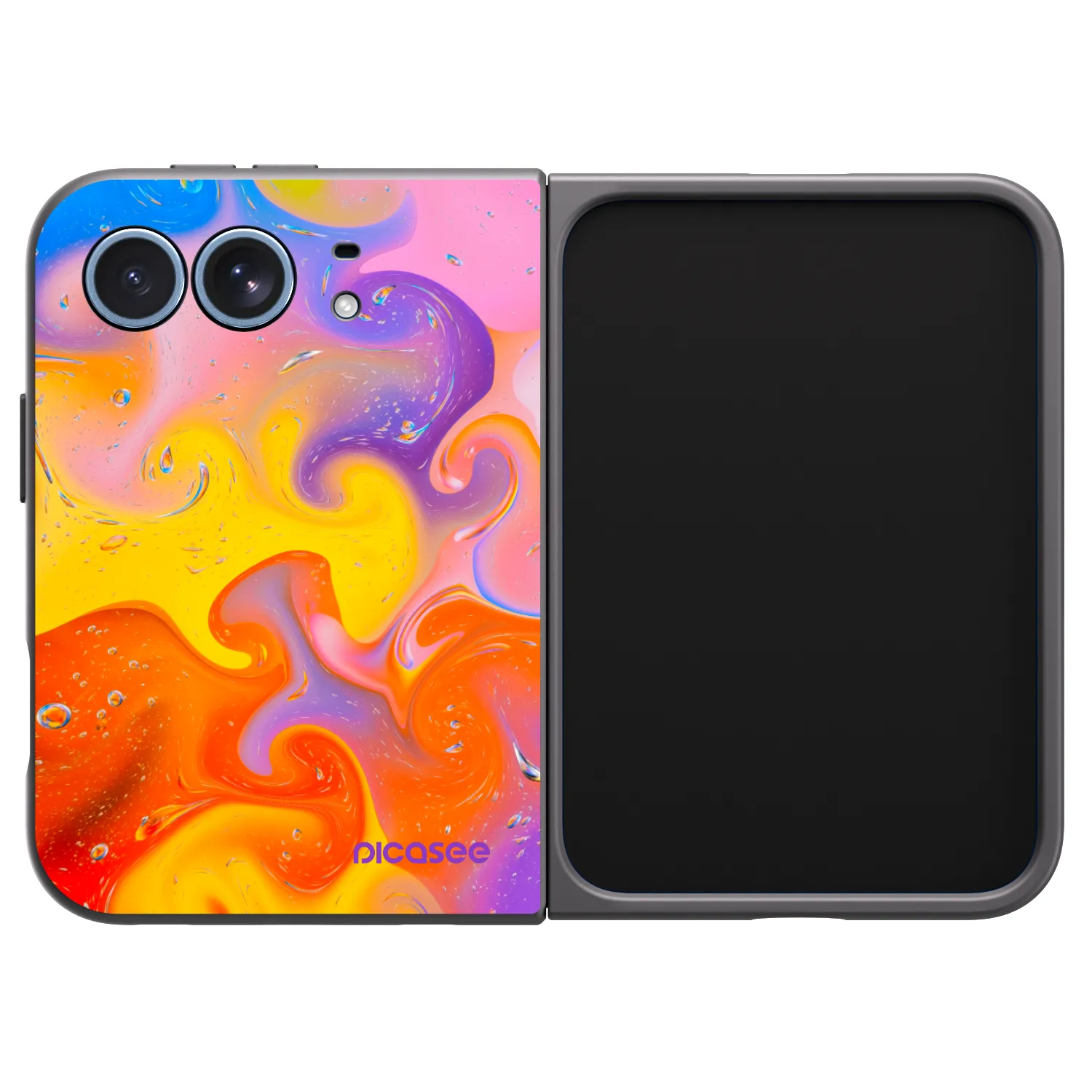 Picasee husă neagră din silicon pentru Apple iPhone Duo - Bubbles