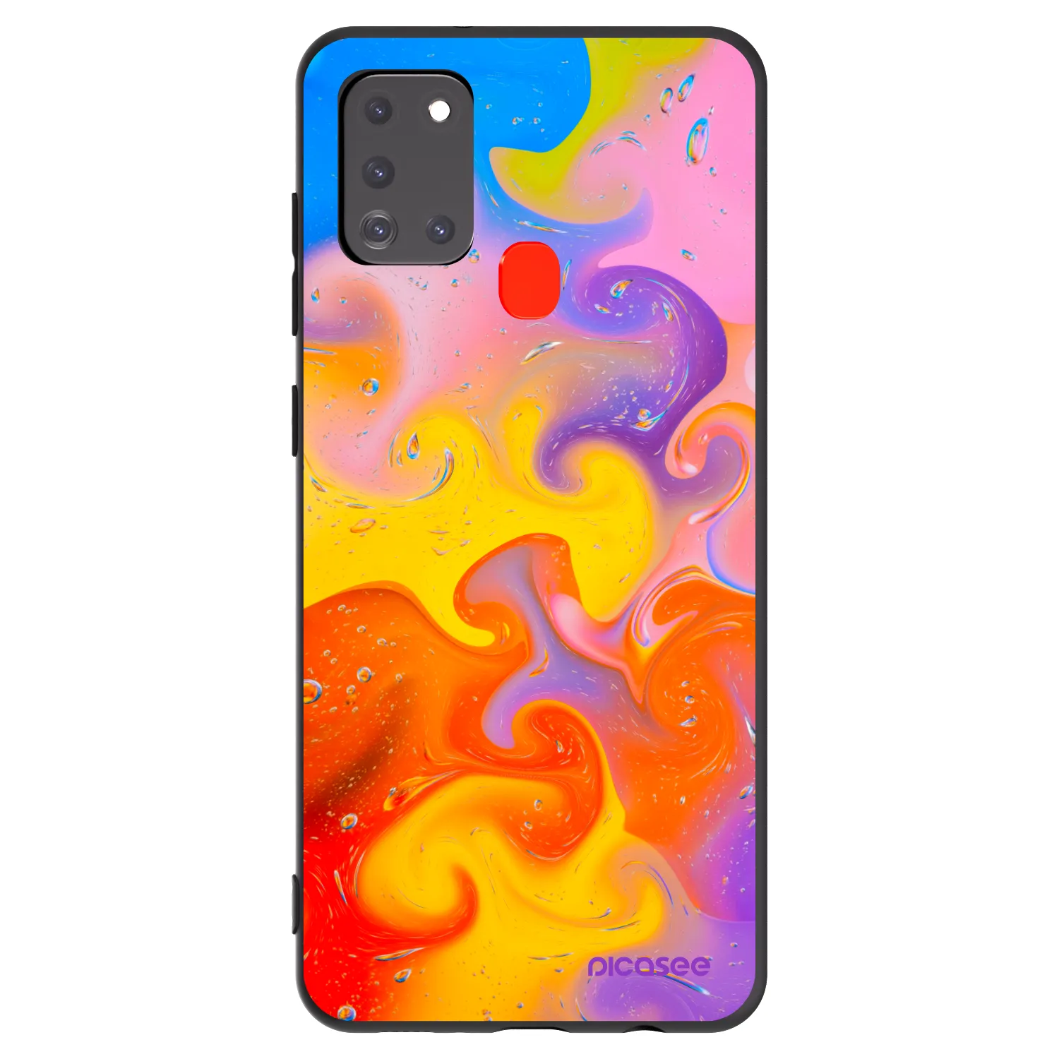 Picasee husă neagră din silicon pentru Samsung Galaxy A21s - Bubbles