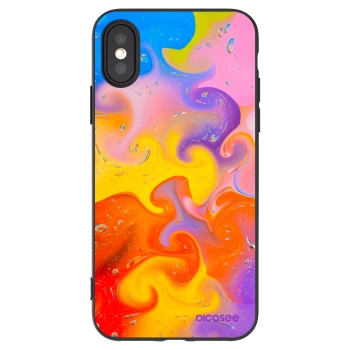 Picasee husă neagră din silicon pentru Apple iPhone X/XS - Bubbles