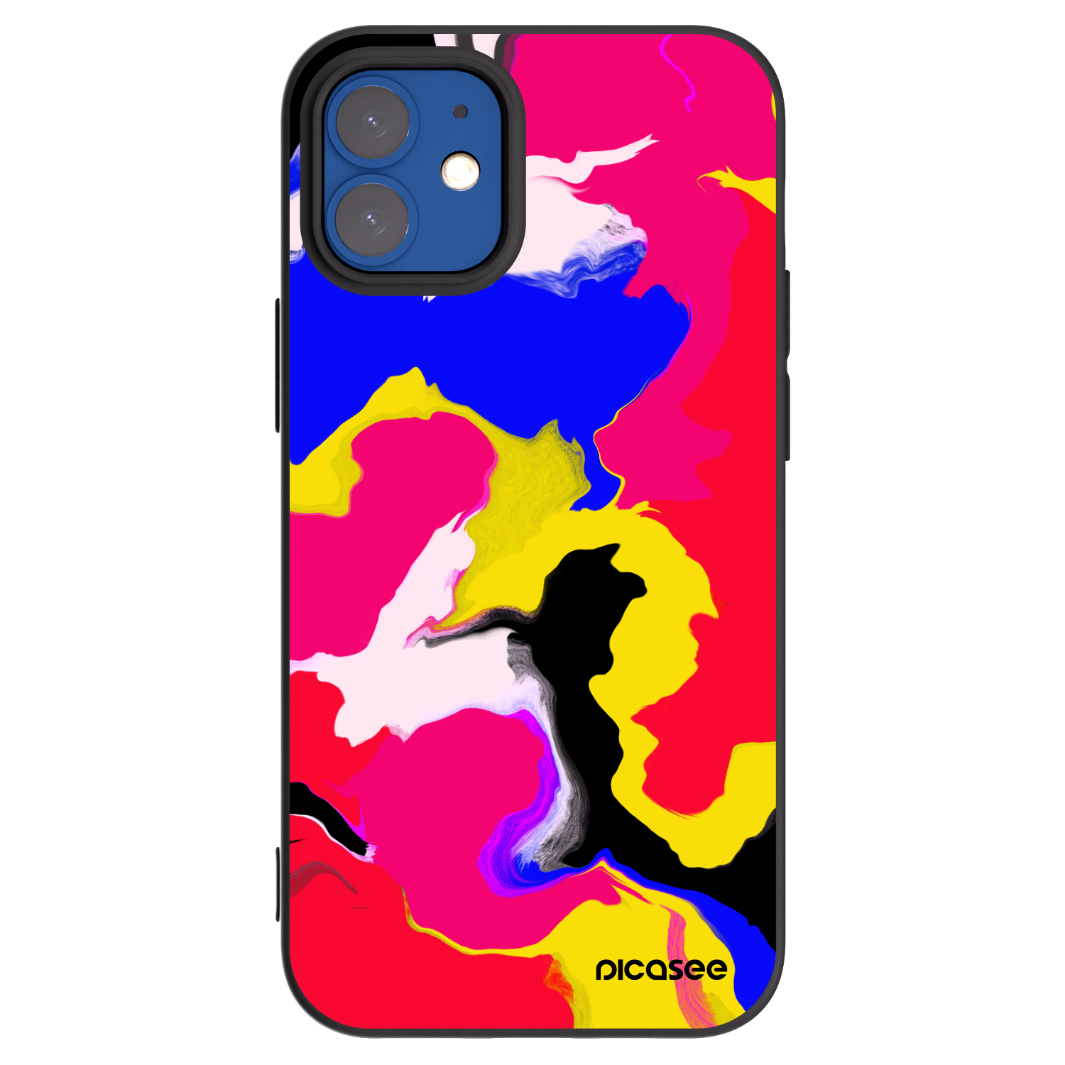 Picasee husă neagră din silicon pentru Apple iPhone 12 mini - Watercolor