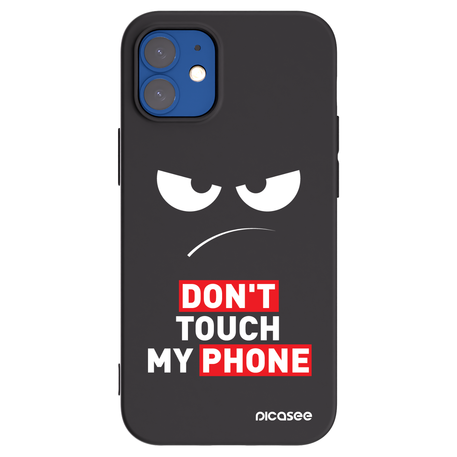 Picasee husă neagră din silicon pentru Apple iPhone 12 mini - Angry Eyes - Transparent