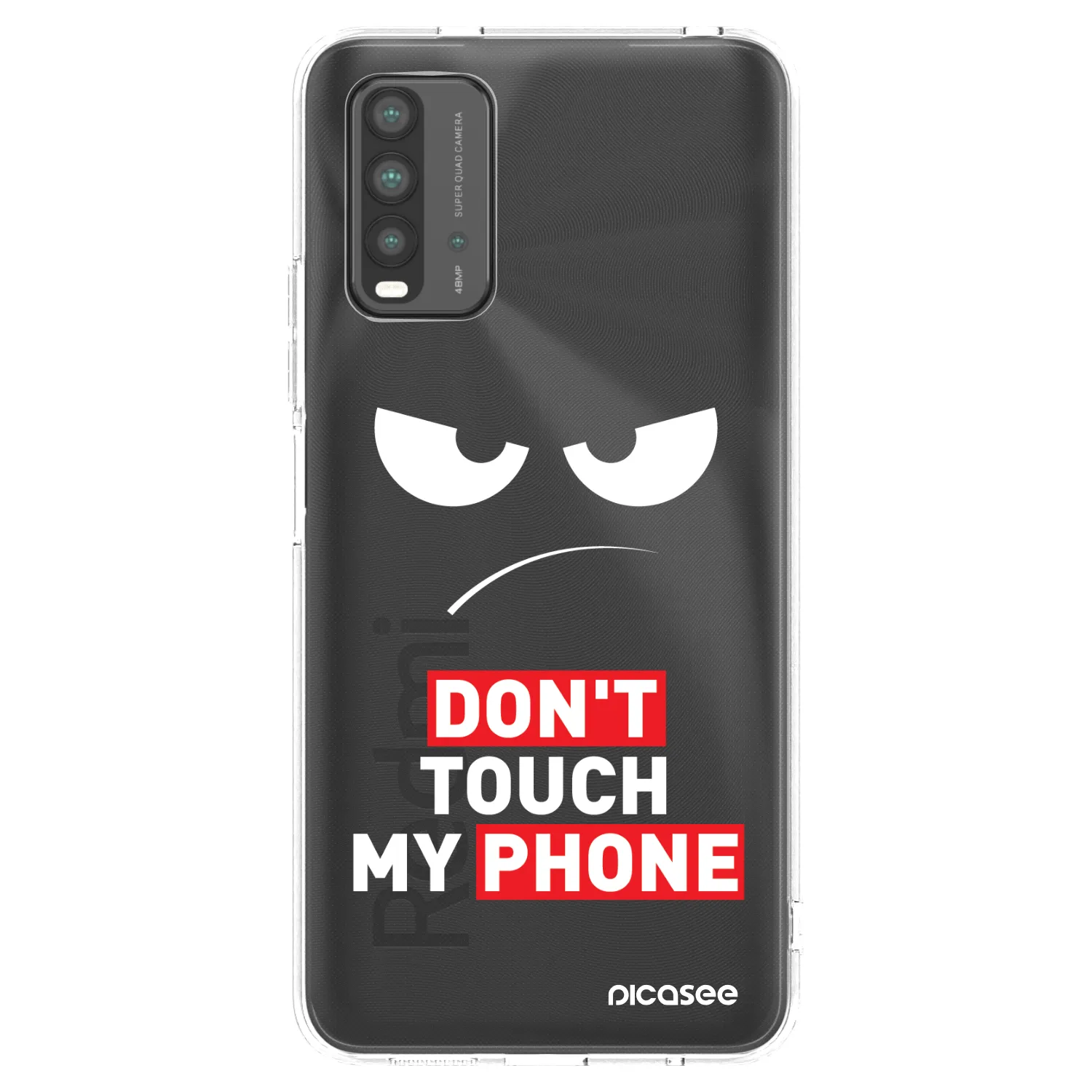 Picasee husă neagră din silicon pentru Xiaomi Redmi 9T - Angry Eyes - Transparent