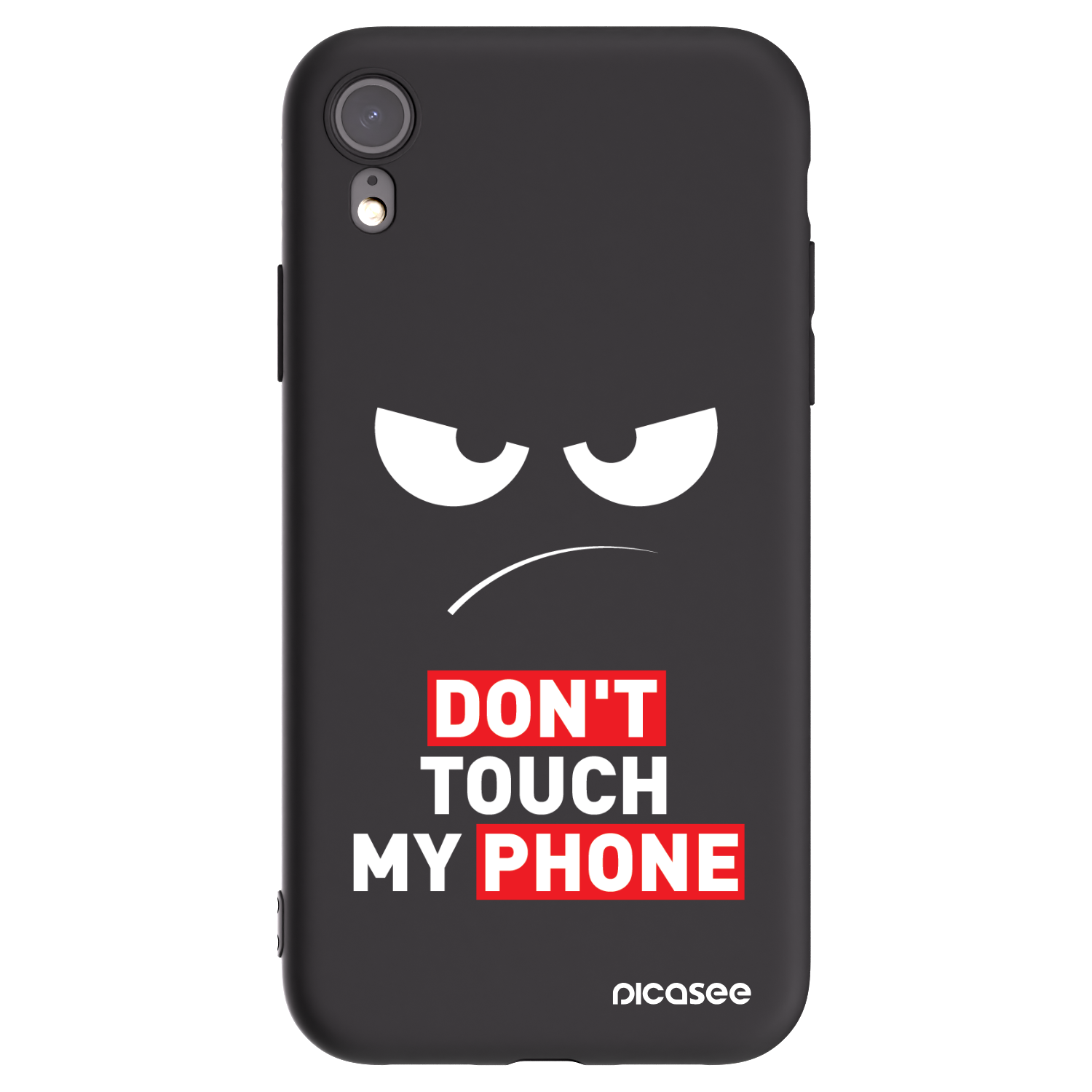 Picasee husă neagră din silicon pentru Apple iPhone XR - Angry Eyes - Transparent