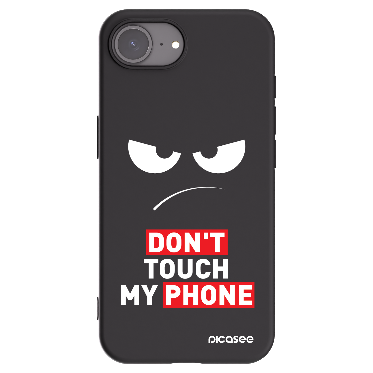 Picasee husă neagră din silicon pentru Apple iPhone 16e - Angry Eyes - Transparent