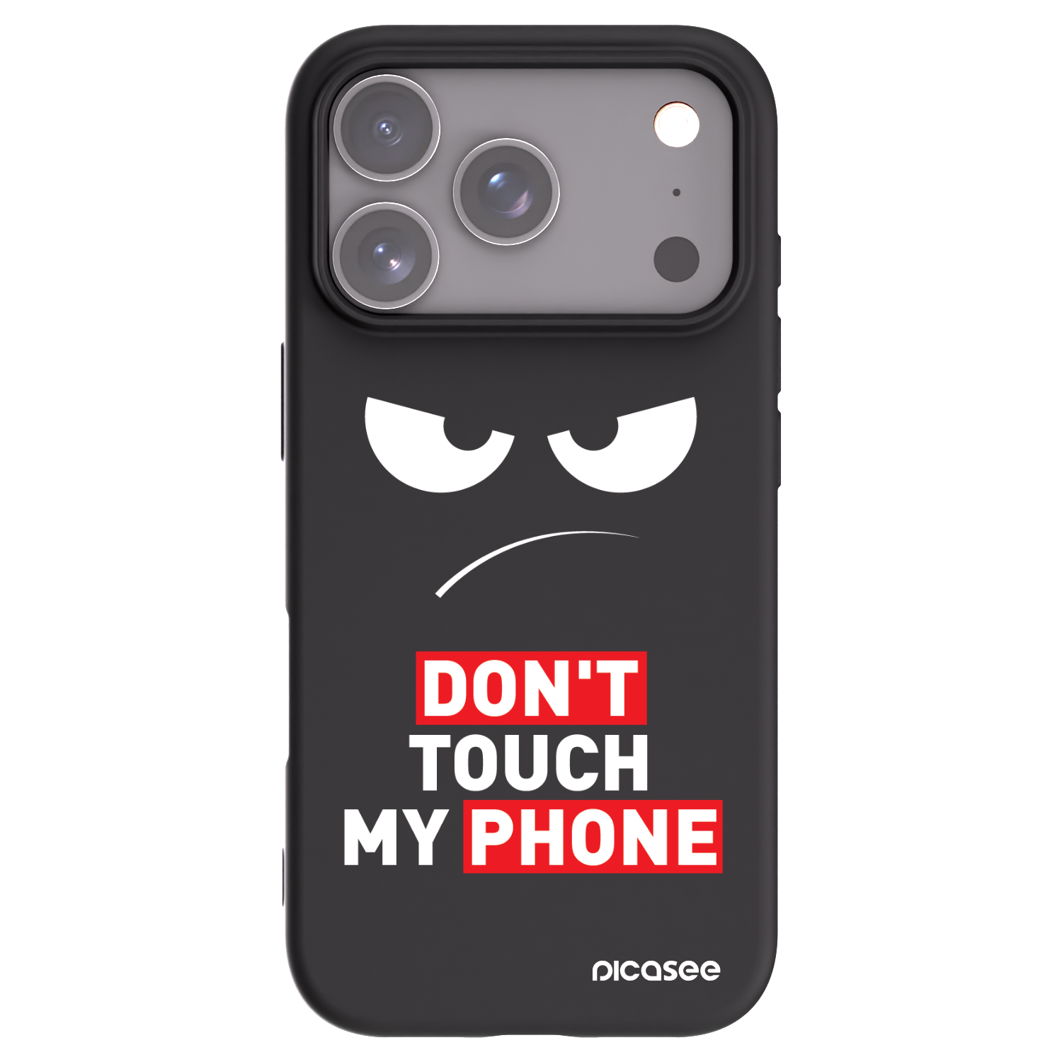 Picasee husă neagră din silicon pentru Apple iPhone 17 Pro - Angry Eyes - Transparent