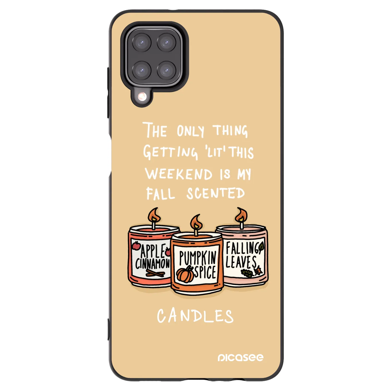 Picasee husă neagră din silicon pentru Samsung Galaxy A12 A125F - Candles