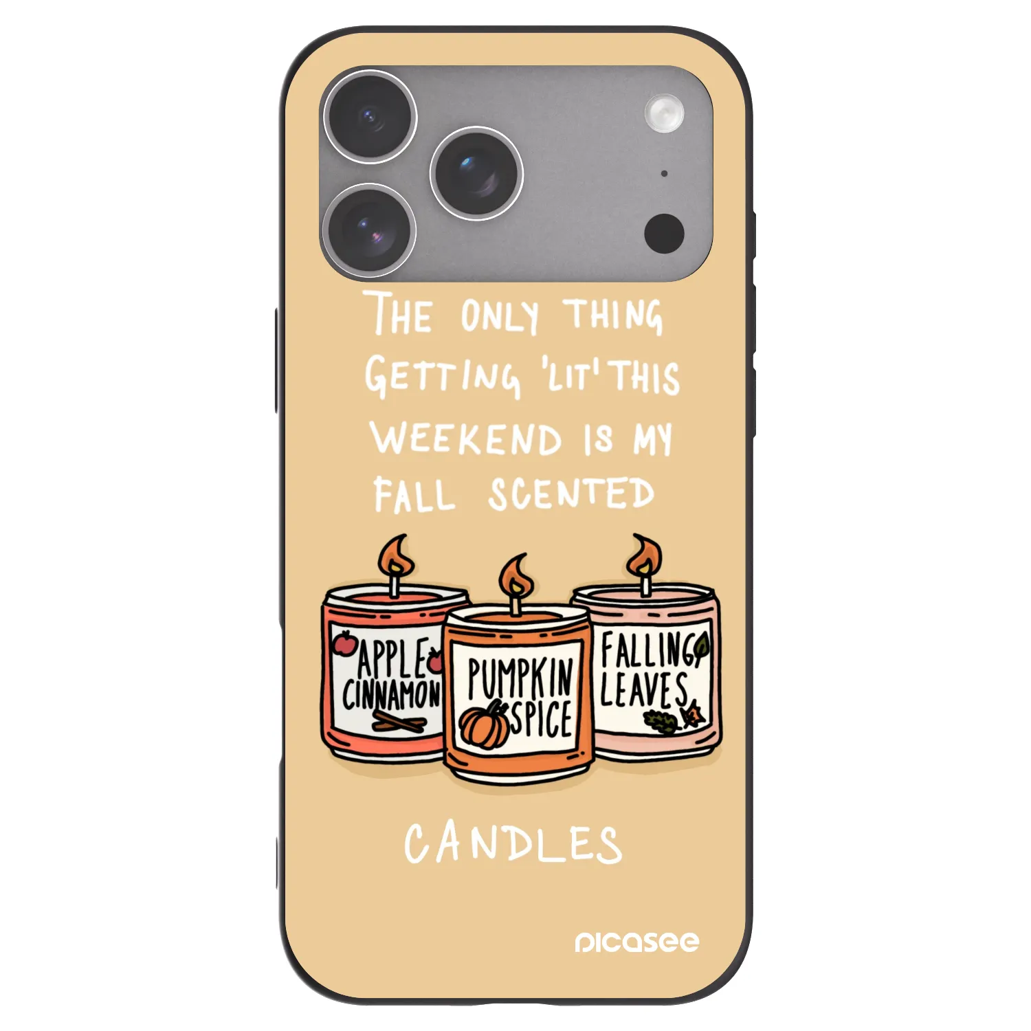 Picasee husă neagră din silicon pentru Apple iPhone 18 Pro Max - Candles