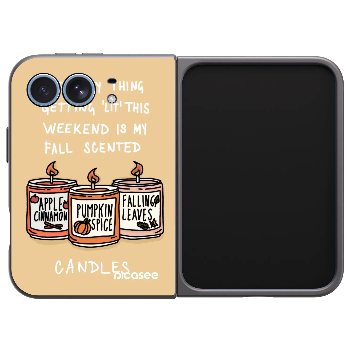Picasee husă neagră din silicon pentru Apple iPhone Duo - Candles