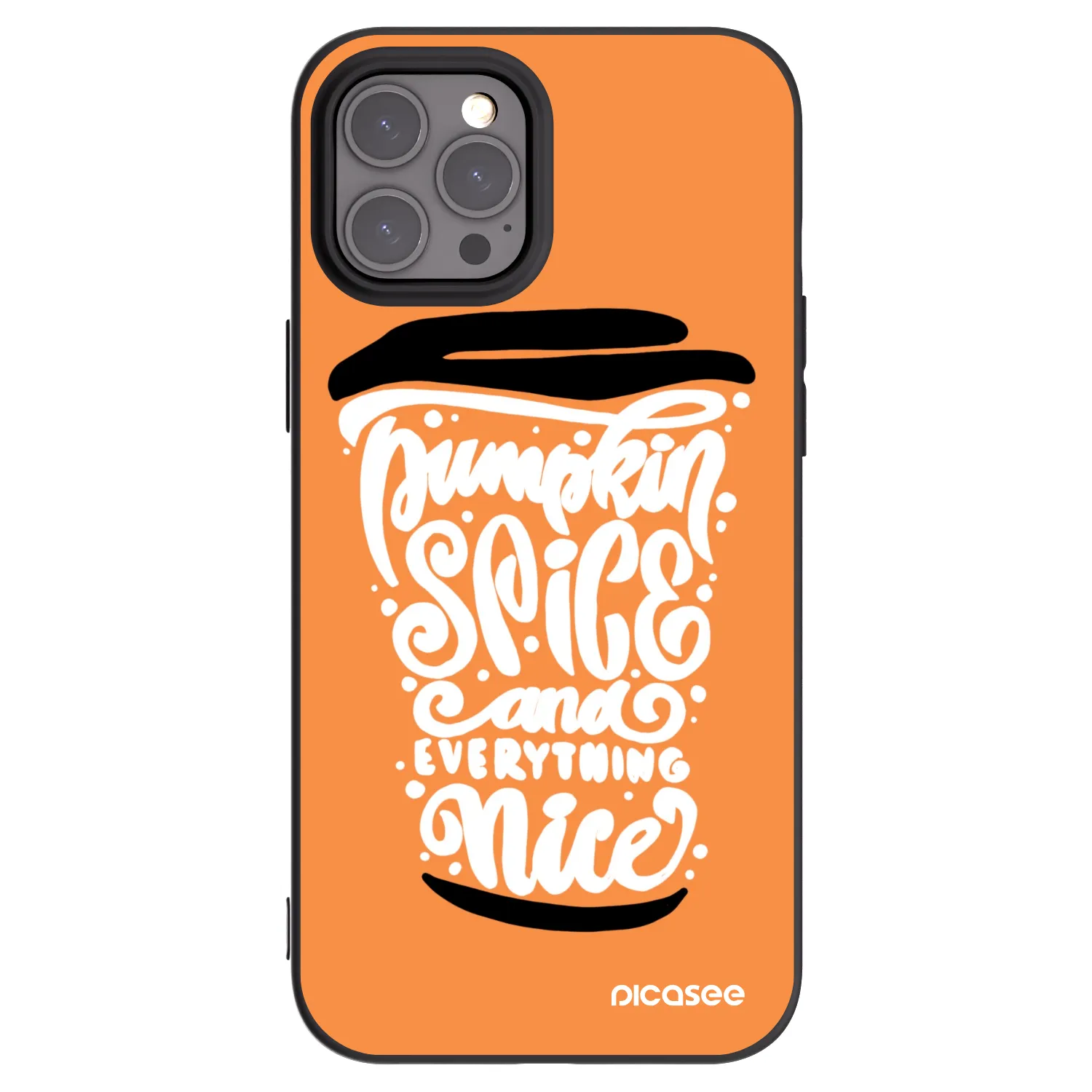 Picasee husă neagră din silicon pentru Apple iPhone 12 Pro Max - Pumpkin coffee