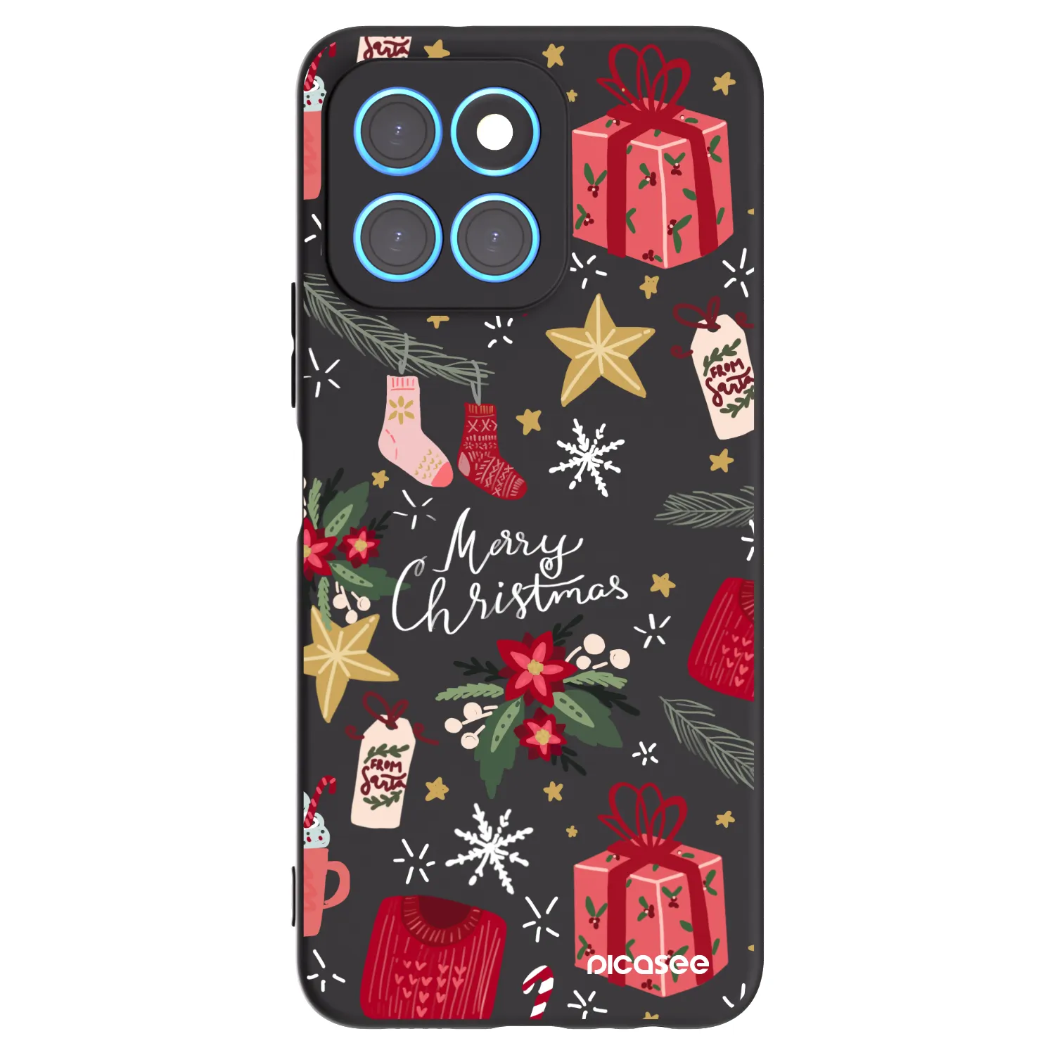 Picasee husă neagră din silicon pentru Honor X8 5G - Christmas