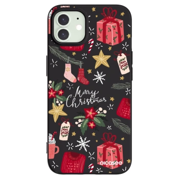 Picasee husă neagră din silicon pentru Apple iPhone 12 - Christmas
