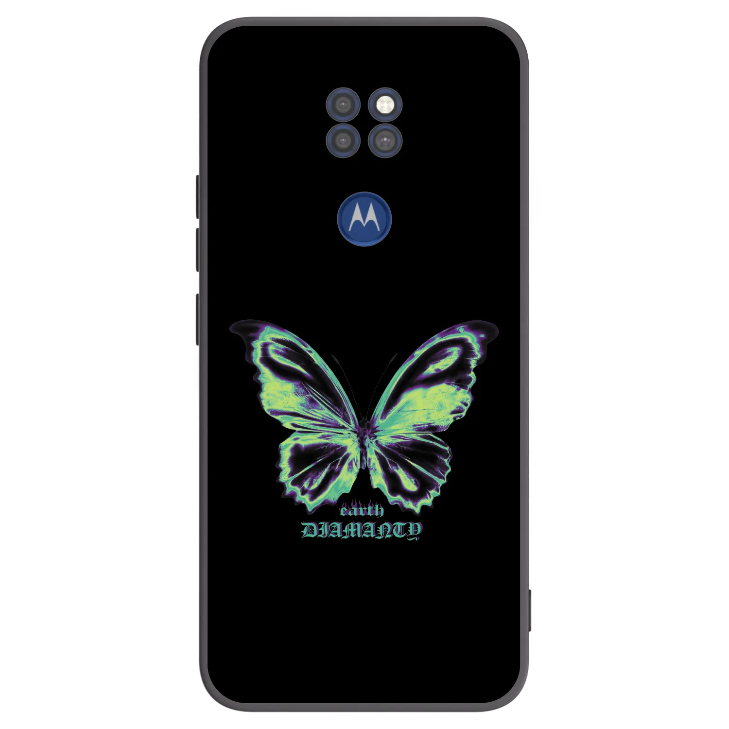 Picasee husă neagră din silicon pentru Motorola Moto G9 Play - Diamanty Blue