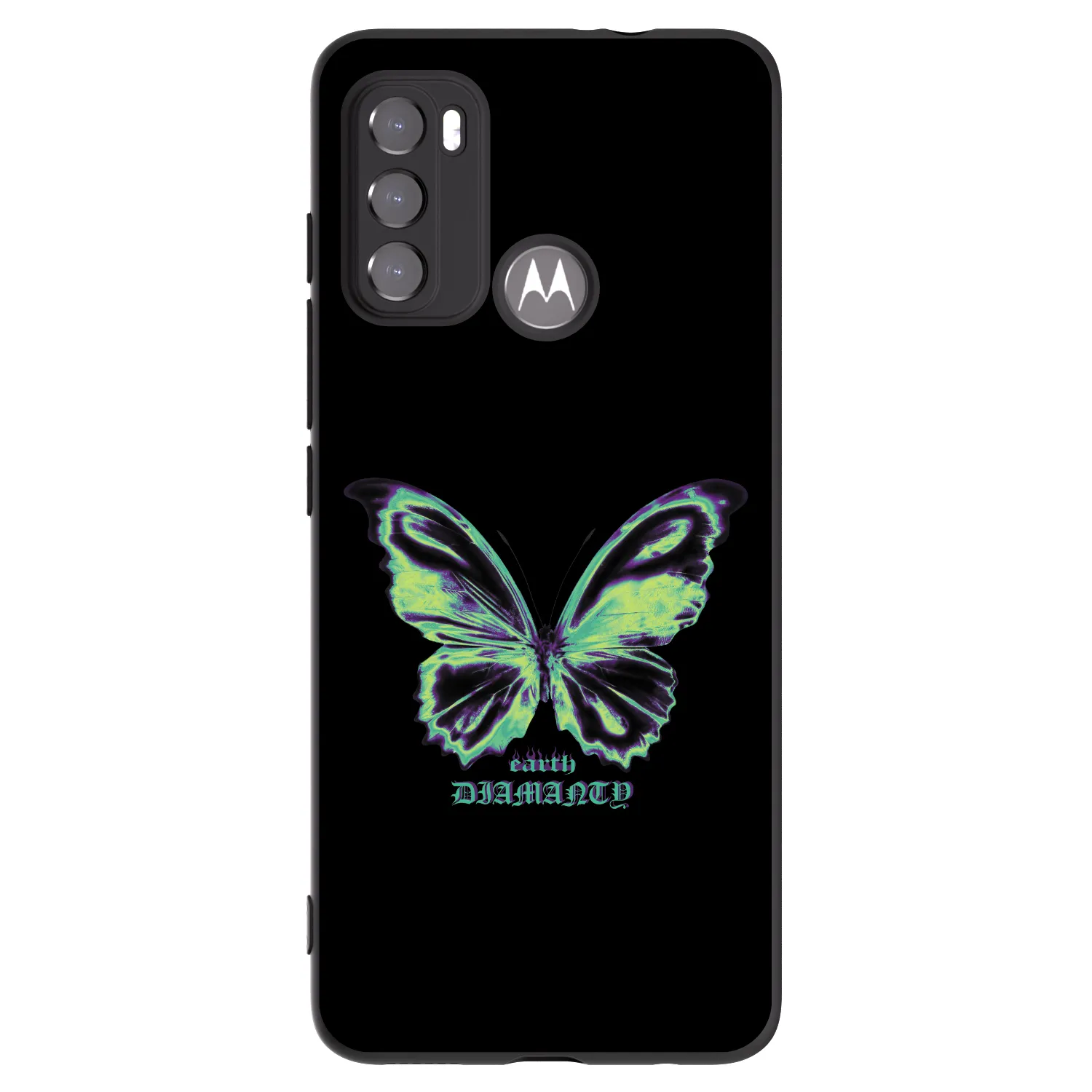 Picasee husă neagră din silicon pentru Motorola Moto G60 - Diamanty Blue