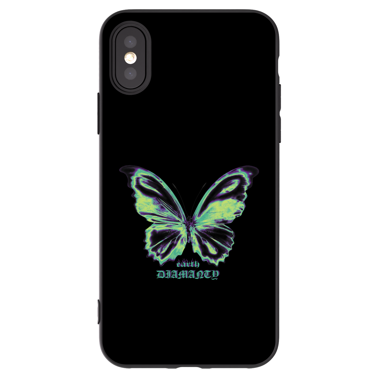 Picasee husă neagră din silicon pentru Apple iPhone X/XS - Diamanty Blue