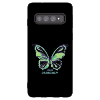 Picasee husă neagră din silicon pentru Samsung Galaxy S10 G973 - Diamanty Blue