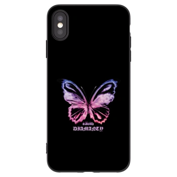 Picasee husă neagră din silicon pentru Apple iPhone XS Max - Diamanty Purple