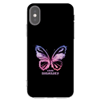 Picasee husă transparentă din silicon pentru Apple iPhone X/XS - Diamanty Purple