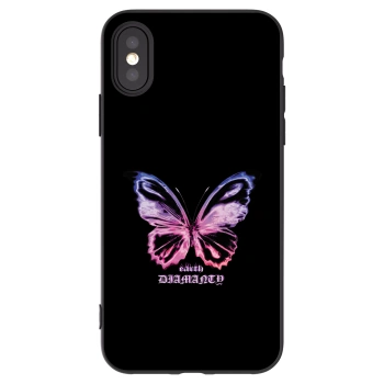 Picasee husă neagră din silicon pentru Apple iPhone X/XS - Diamanty Purple