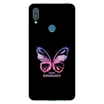 Picasee husă transparentă din silicon pentru Huawei Y7 2019 - Diamanty Purple