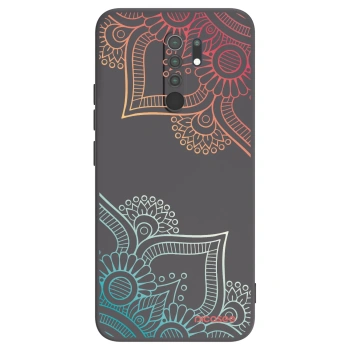 Picasee husă neagră din silicon pentru Xiaomi Redmi 9 - Flowers pattern