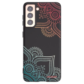 Picasee husă neagră din silicon pentru Samsung Galaxy S21 5G G991B - Flowers pattern