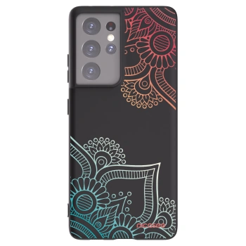 Picasee husă neagră din silicon pentru Samsung Galaxy S21 Ultra 5G G998B - Flowers pattern