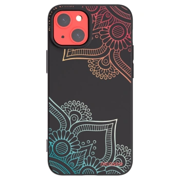Picasee husă neagră din silicon pentru Apple iPhone 13 mini - Flowers pattern