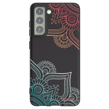 Picasee husă neagră din silicon pentru Samsung Galaxy S21 FE 5G - Flowers pattern