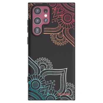 Picasee husă neagră din silicon pentru Samsung Galaxy S22 Ultra 5G - Flowers pattern