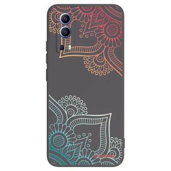 Picasee husă neagră din silicon pentru Vivo Y52 5G - Flowers pattern