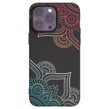 Picasee husă neagră din silicon pentru Apple iPhone 14 Pro Max - Flowers pattern