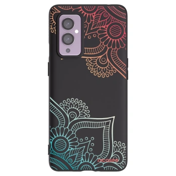 Picasee husă neagră din silicon pentru OnePlus 9 - Flowers pattern