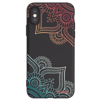 Picasee husă neagră din silicon pentru Apple iPhone X/XS - Flowers pattern