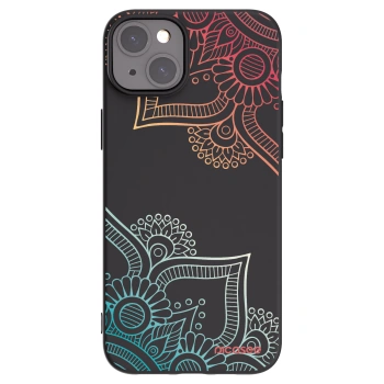 Picasee husă neagră din silicon pentru Apple iPhone 15 Plus - Flowers pattern