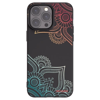 Picasee husă neagră din silicon pentru Apple iPhone 15 Pro Max - Flowers pattern