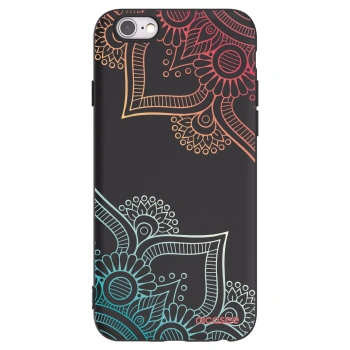 Picasee husă neagră din silicon pentru Apple iPhone 6/6S - Flowers pattern