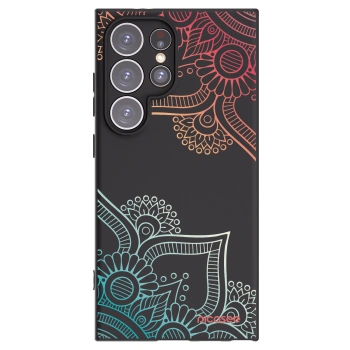 Picasee husă neagră din silicon pentru Samsung Galaxy S24 Ultra S928B 5G - Flowers pattern