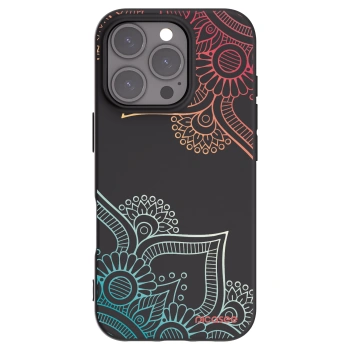 Picasee husă neagră din silicon pentru Apple iPhone 16 Pro - Flowers pattern
