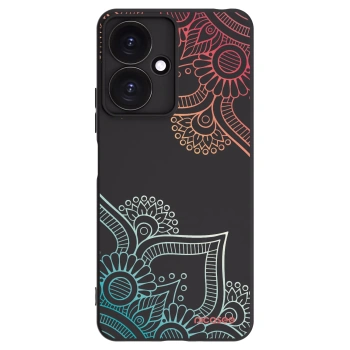 Picasee husă neagră din silicon pentru Xiaomi Redmi 13C 5G - Flowers pattern