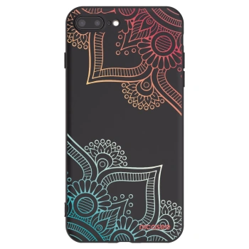 Picasee husă neagră din silicon pentru Apple iPhone 7 Plus - Flowers pattern