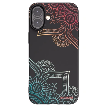 Picasee husă neagră din silicon pentru Apple iPhone 16 Plus - Flowers pattern