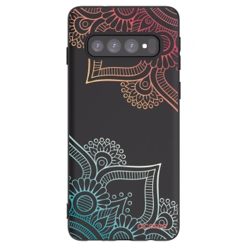 Picasee husă neagră din silicon pentru Samsung Galaxy S10 G973 - Flowers pattern