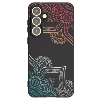Picasee husă neagră din silicon pentru Samsung Galaxy S24 FE S721B - Flowers pattern