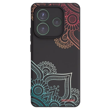 Picasee husă neagră din silicon pentru Xiaomi Redmi Note 14 5G - Flowers pattern